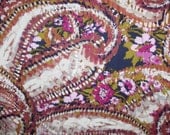 Copper and Fuchsia Giant Paisley Print Stretch SIlk Charmeuse Fabric--One Yard