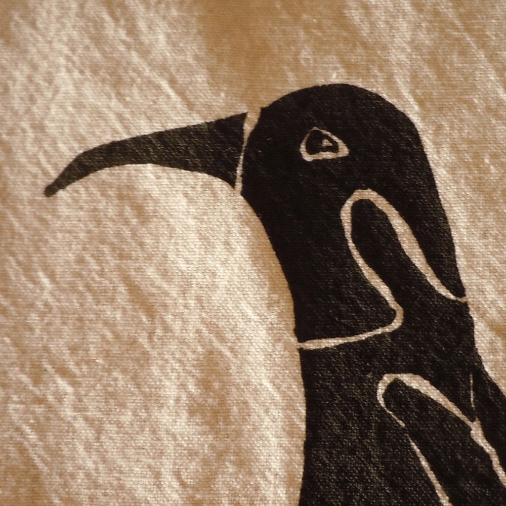 Natural Cotton Dish Towel with Penguin Couple