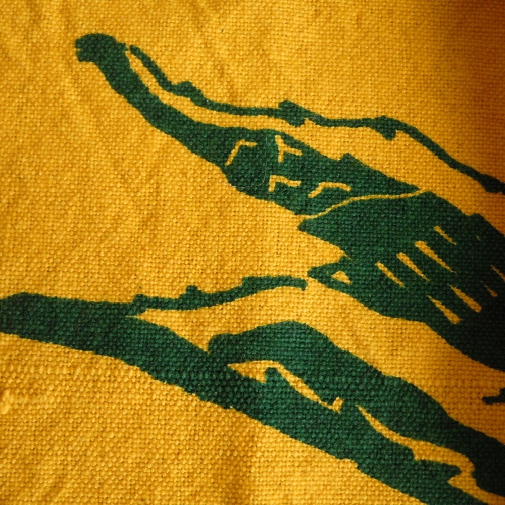 Yellow Cotton Kitchen Towel with Screenprinted Agave