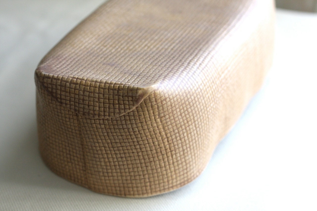 Large Burlap Brown Fruit Bowl - Handmade ceramic burlap pot