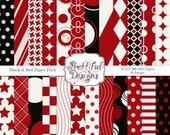 50% Off Sale Sports Team Colors Digital Paper Pack  - Personal and Commercial Use Black and Red (634)