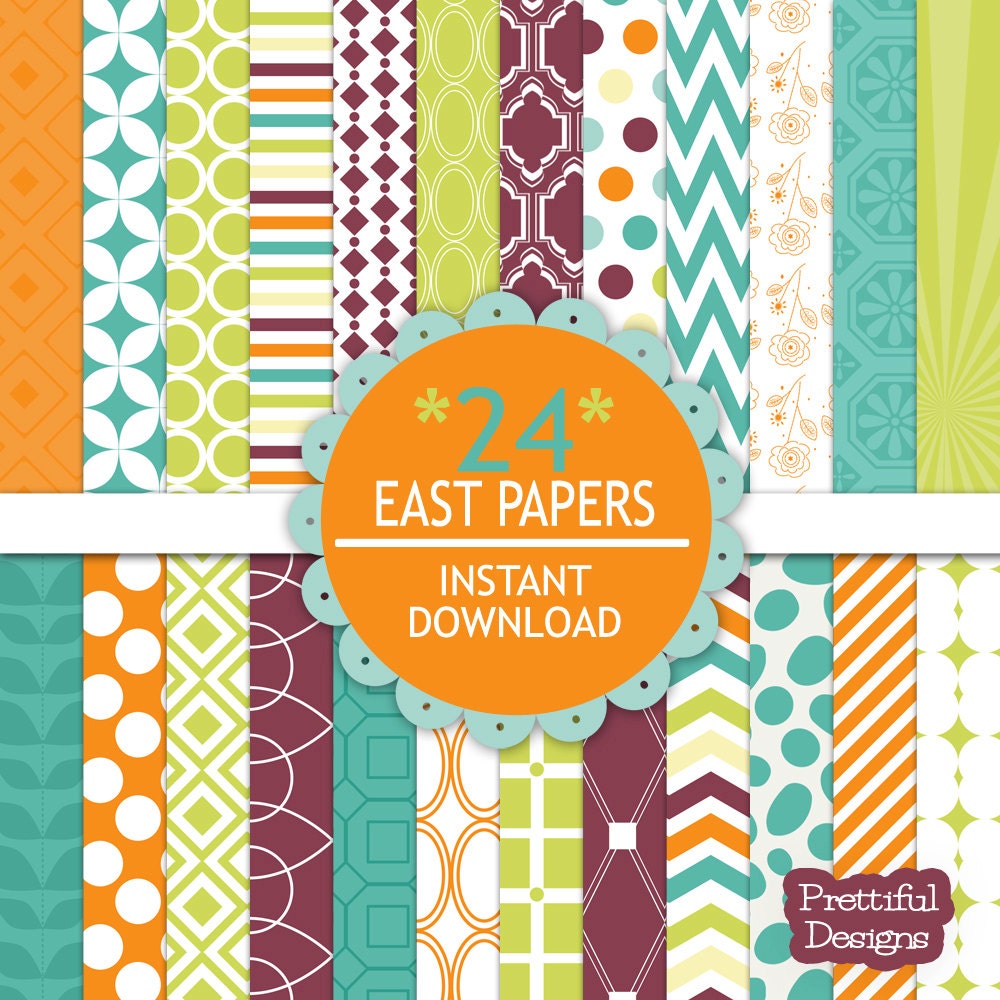30% Off Sale Digital Scrapbooking Printable Paper Pack Instant Download East (575) Il_570xn