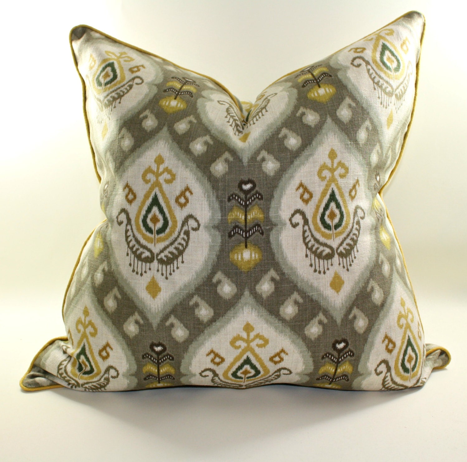 Gray Medallion Pillow Cover, Cushion, Toss Pillow, Linen Pillow Cover