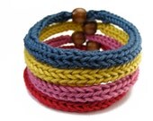 French Knitted Bracelet - Set of 4 - Handmade to order - Choose your own Colors & Beads