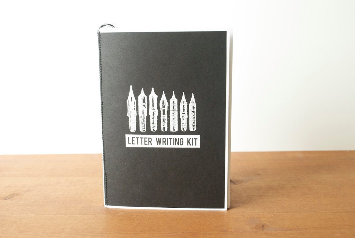 black letter writing kit: envelopes, writing paper, washi tape, mail art