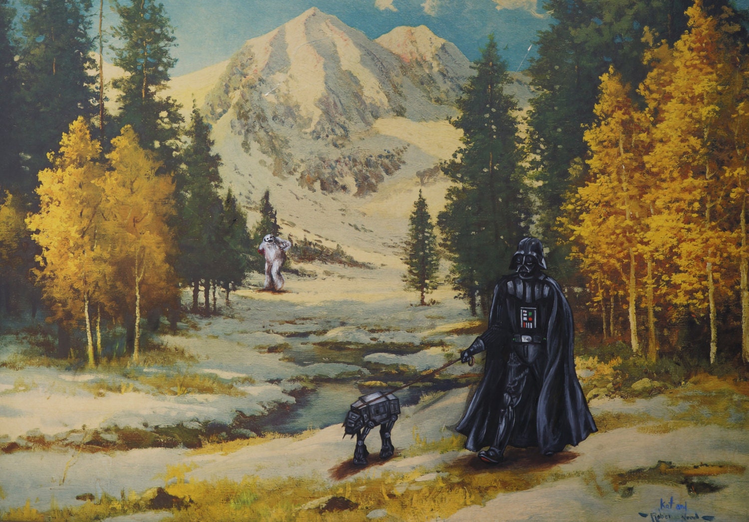 Vader walking the dog- print fits 11 x 17 in frame (free shipping)