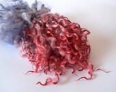 Hand Dyed Teeswater Locks Spinning Cherry Periwinkle- 1 oz