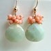 Peach Coral Amazonite Earrings,  Peach Mint Earrings, Mint Coral Earrings, Aqua Peach Dangle