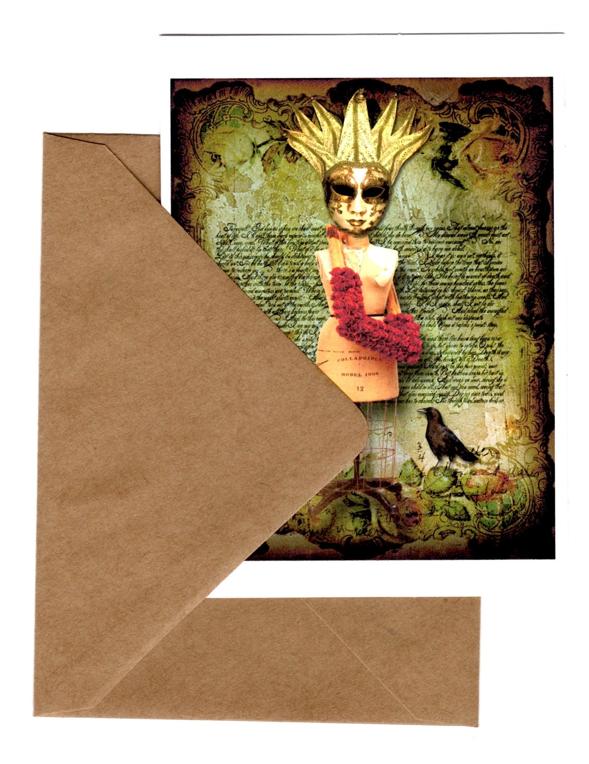 Venetian Mannequin Card, Handmade Stationary Set