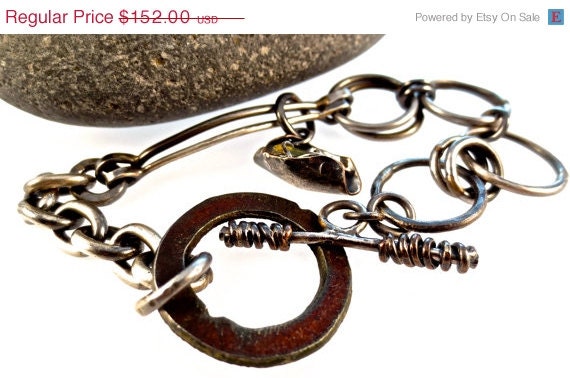 50off SALE FREE SHIPPING Mixed Metal Tourmaline Crystal Bracelet Unearthed