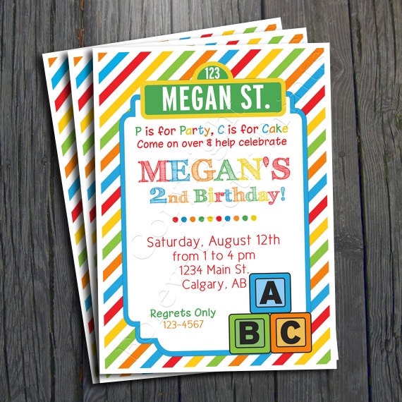 Sesame Street Birthday Invitation - FREE Thank You Card Included Il_170x135