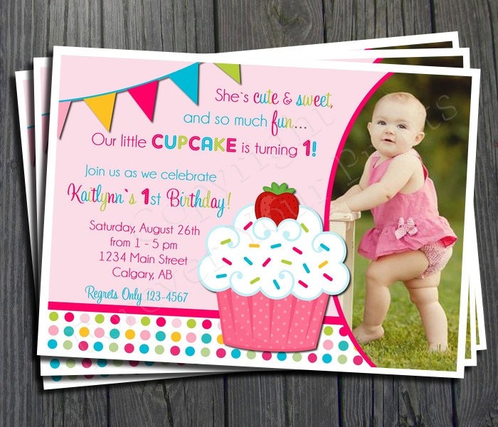 Cupcake Birthday Invitation - FREE Thank You Card included Il_570xn