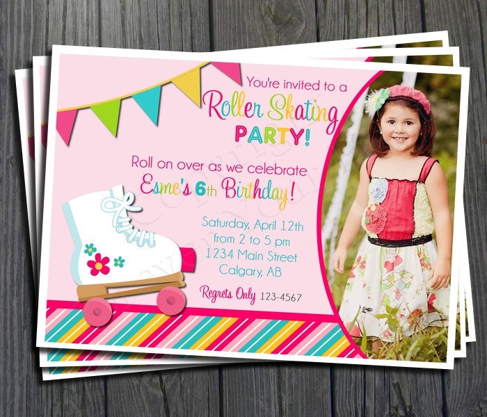 Roller Skating Birthday Invitation - FREE Thank You Card included Il_570xn