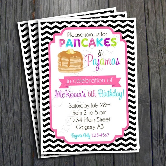 Pancakes and Pajamas Invitation - FREE Thank You Card included Il_570xn