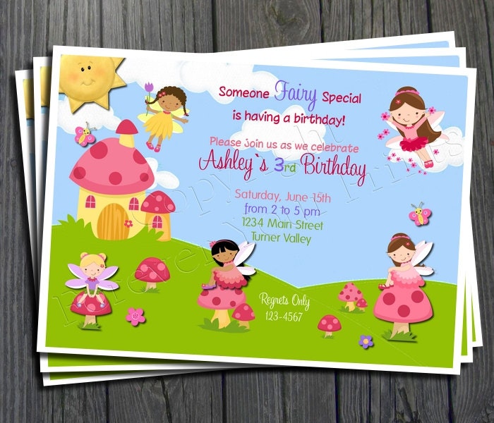 Fairy Birthday Invitation - FREE Thank You Card included