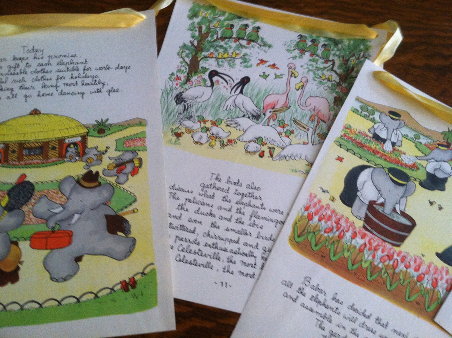 Banner-Vintage Babar Elephant Bunting-Original Illustraions Book Garland-circa 1935 Childrens Wall Hanging