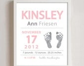 8 x 10 - Personalized Baby Birth Print - FOOTPRINT Il_170x135