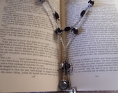 Gothic key pendant double strand necklace
