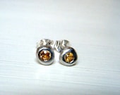 Organic Citrine and Sterling Silver Stud Earrings Eco Friendly