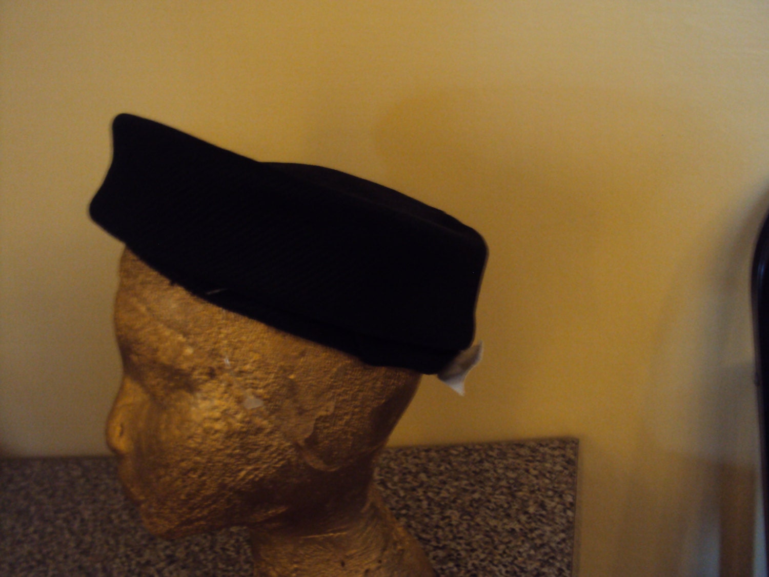 SPRING SALE Vintage 1940s Norman Durand  Pillbox Hat White/Black Bow 2 Veil Tops Included