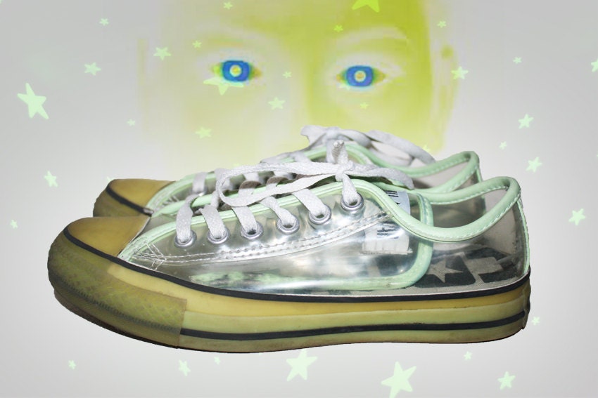 y2k converse glow in the dark clear plastic low top size 5