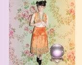 vintage 40s 50s women's orange velvet two piece vest and skirt size small