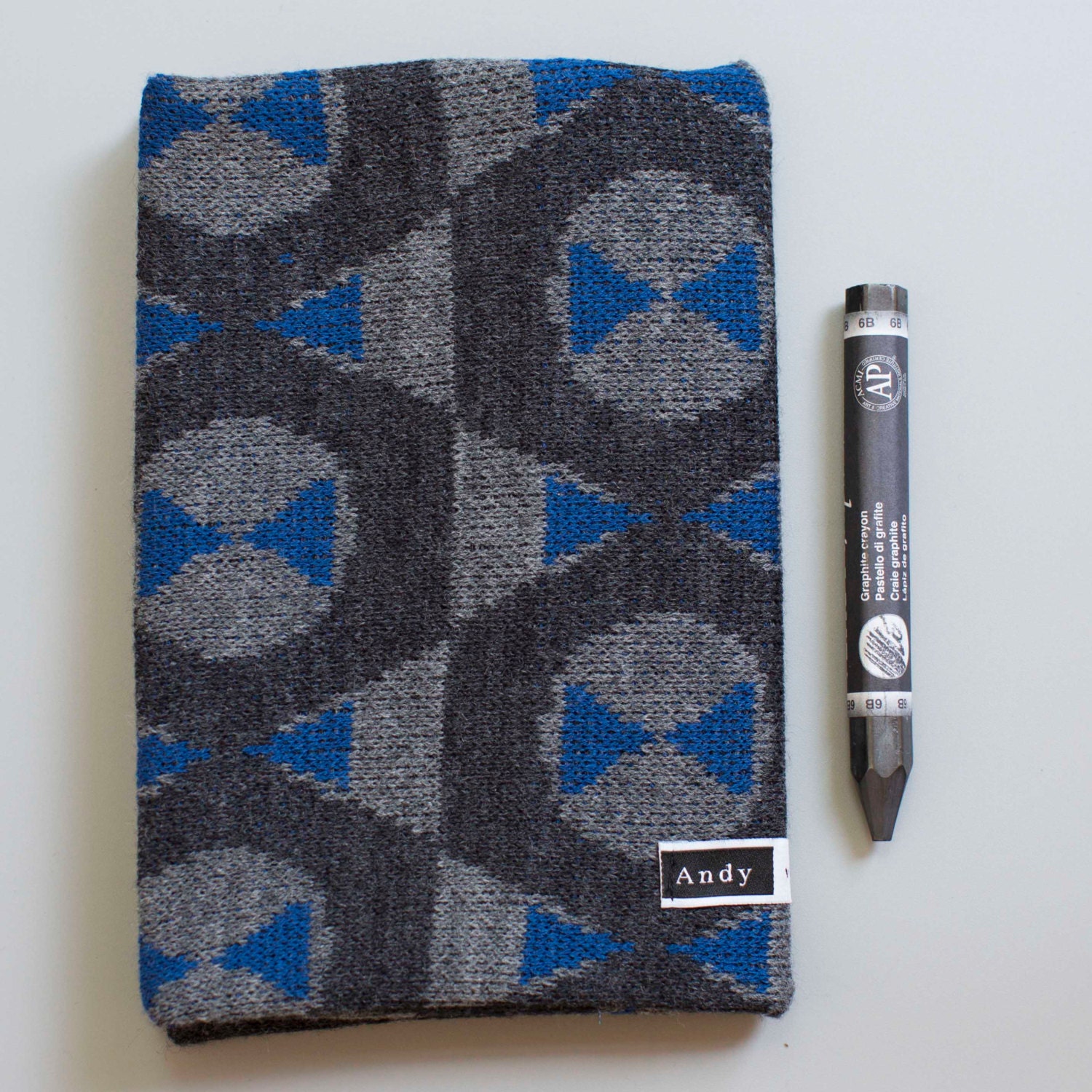A knitted  sketch book, paper goods