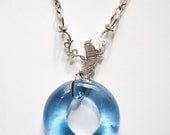 Baby Blue  Pinnacle Vodka Bottle Glass with Silver Bird Charm