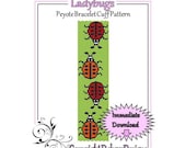 Ladybugs - Beaded Peyote Bracelet Cuff Pattern
