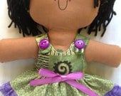 Brown Baby handmade cloth Rag doll kwanzaa baby 12in bedroom decor. Collector item a cuddly toy for little ones