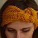 Crochet boho headband knotted headwrap - Adult size - Mustard yellow, ochre color - top knot