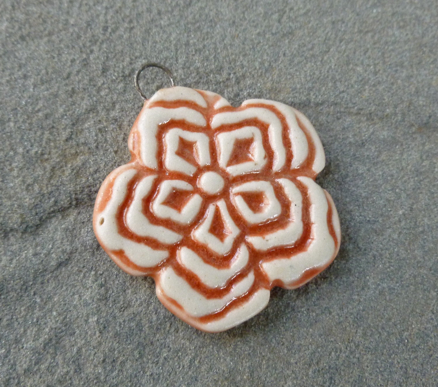 Sunset-hued Porcelain Hibiscus Pendant