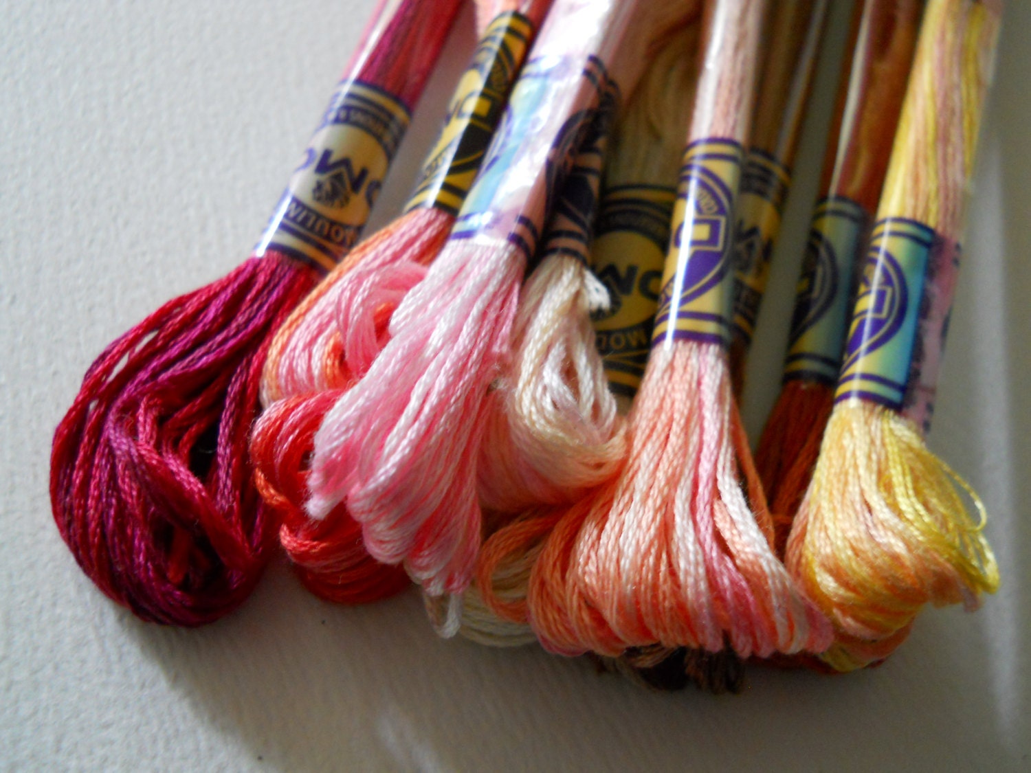 DMC Variegated Floss - Set of 10 Warm Shades - Six Strand Cotton Floss - destash