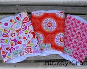 Tangerine, Lavander and Pink Baby Girl Burp Cloths/ White Minky/ Baby Girl Shower Gift