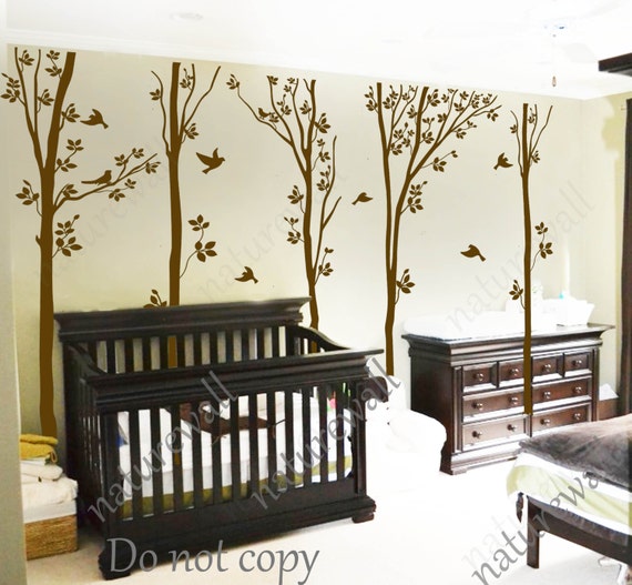 Tree Decals nursery decals Kids wall decals baby decal room decor wall decor wall art forest decals-birds in forest