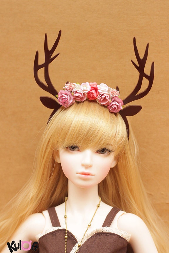 SD Long deer flowers headband