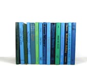 Vintage book collection Aqua Turquoise Green Black Decorative Books for Wedding Decor and Photo Prop