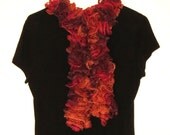 Ruffle Scarf Orange Brown Rust Frilly 54"
