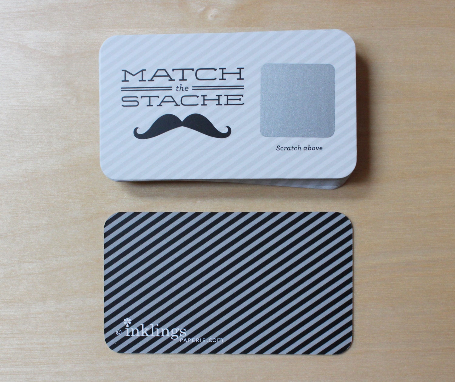 24 "Match the Stache" Scratch Off Cards  / Mustache Party Game