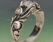 The ANNE WEDDING RINGS Set in 14k White , Yellow, or Rose gold . Engagement ring and matching wedding band.