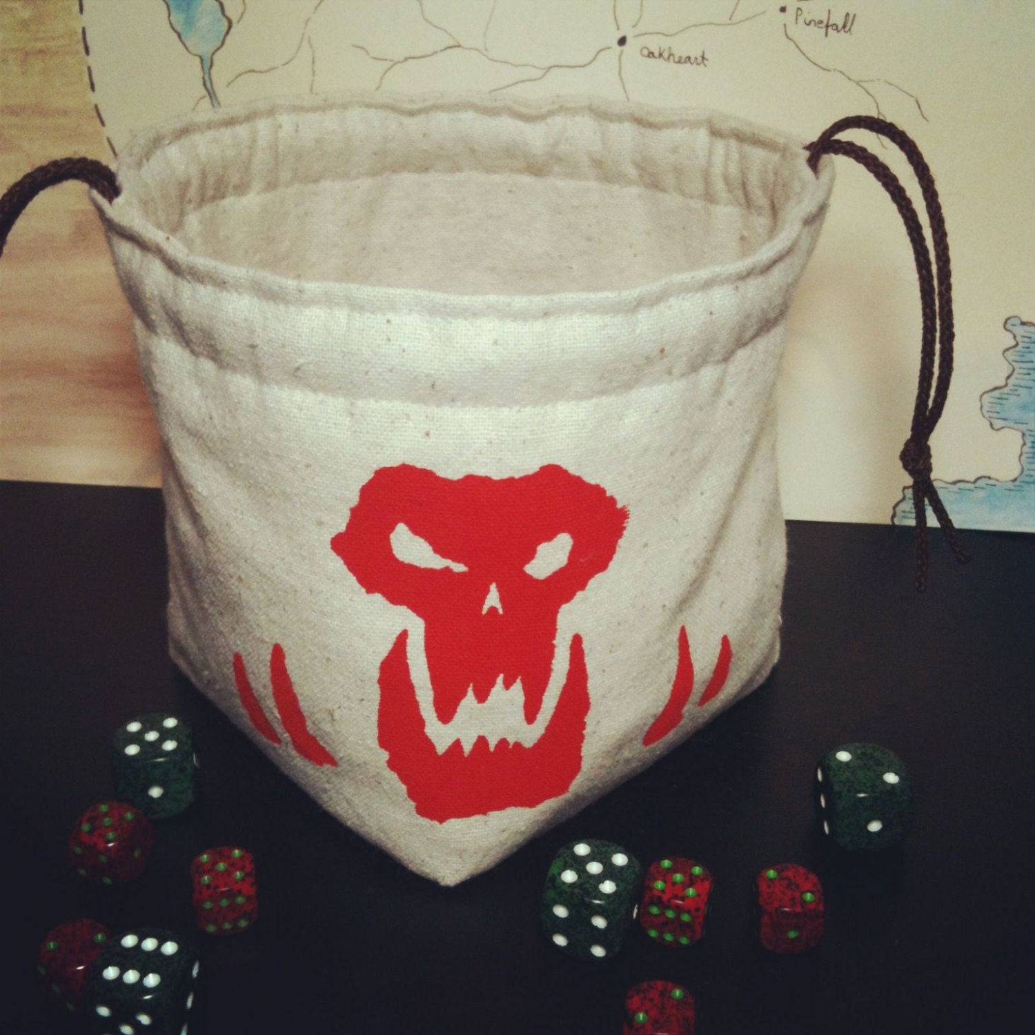 Red Ink Orc Dice Bag, Warhammer inspired