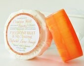 PASSIONFRUIT NECTARINE Natural Round Soap - large 5 oz soap, spring scent, gift wrapped, handmade, glycerin, vegan