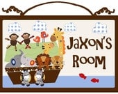 Personalized "Noah's Ark/SS Animal Pairs" Wood Sign/Plaque Nursery Decor