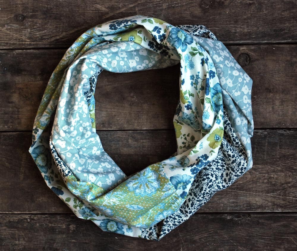 Infinity Scarf - Hand Pieced Scarf - Floral Scarf - Cowl- Max Loves Molly