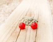 Red berries. Dangle drop cluster  beaded chandelier earrings. Spring summer nature inspired jewelry