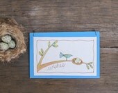 nursery decor, baby room art, new mom gift, bird with nest, bright blue, gift under 35 READY TO SHIP by mamableudesigns