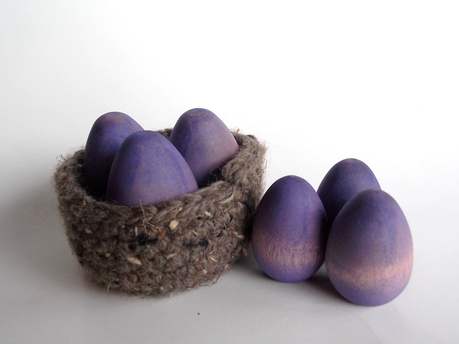 PURPLE-Wood Easter Eggs- Small n Large Starter Pack- Waldorf Toy