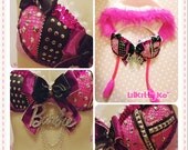 Punk Rock Barbie - Hot Pink studded bra with matching Hoodie