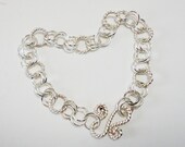 Silver link Bracelet -twisted and plain link mix Handmade in Oregon