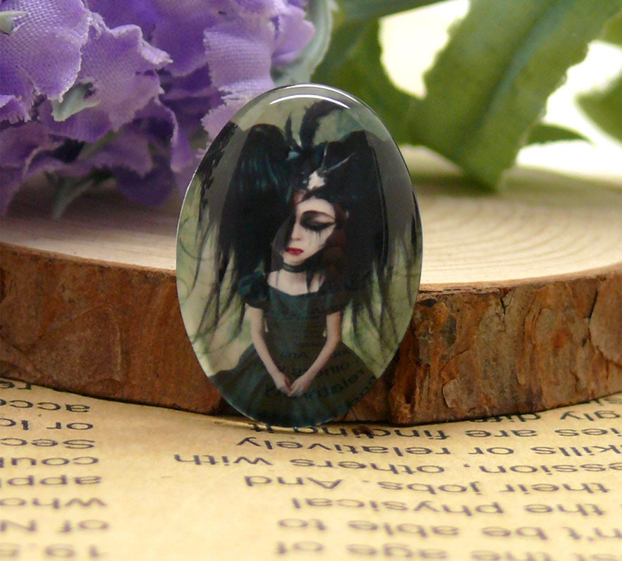 10x14mm,13x18mm,18x25mm,20x30mm,30x40mm Oval Glass Cabochons Cartoon darkly girl, jewelry Cabochons finding beads,cabochons--10